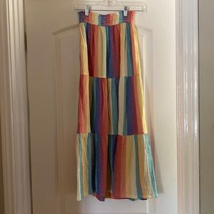 Marine layer Corine maxi skirt bold rainbow strip size S